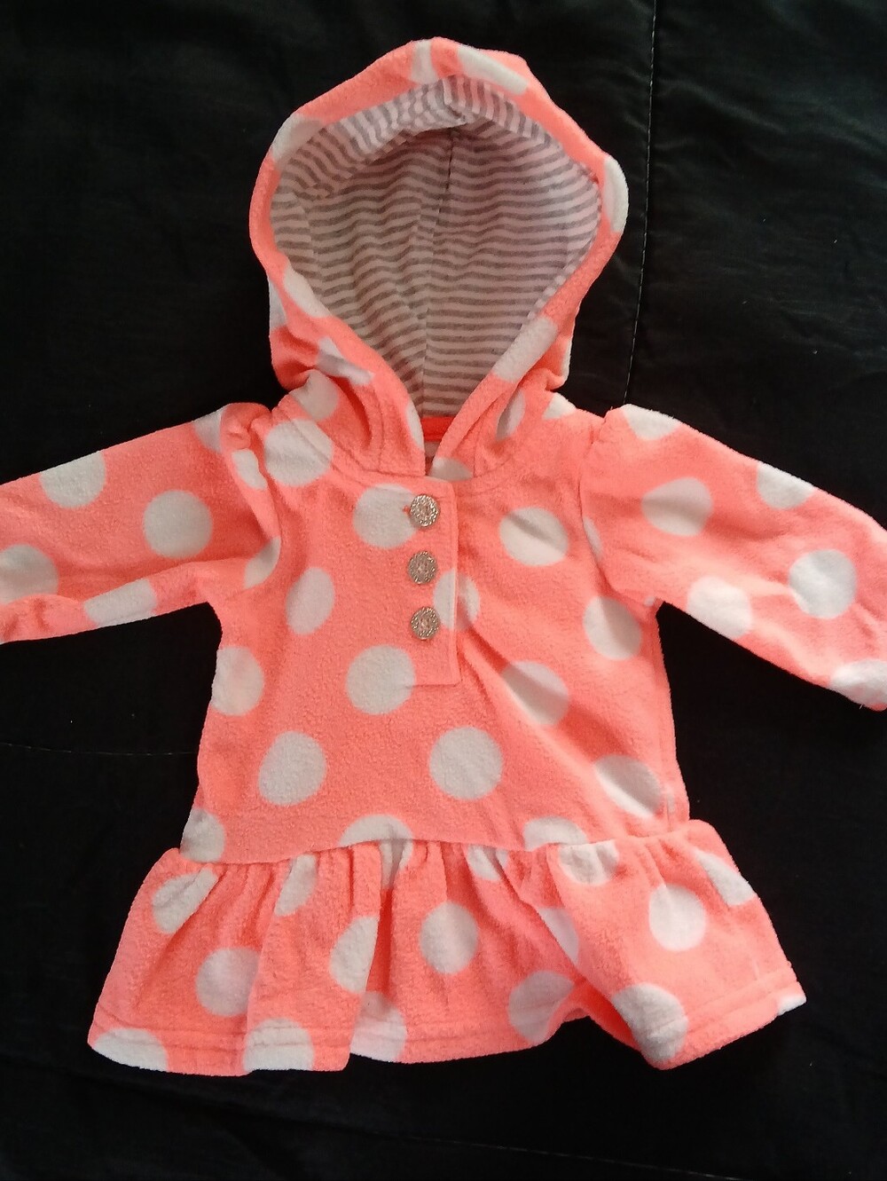 Carter's Newborn Coral and Gray Striped Hoodie